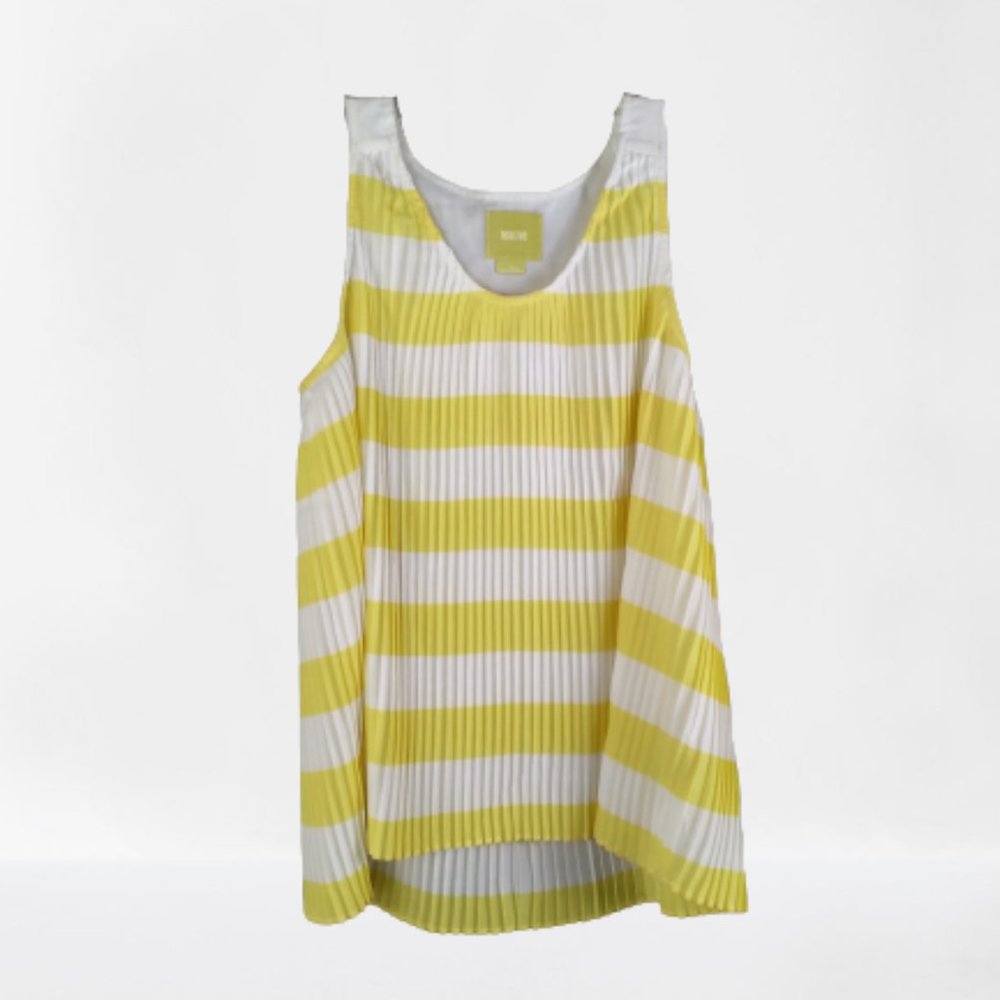 Anthropologie Maeve Striped Pleated Tank Top Sz. 2 - Picture 3 of 8